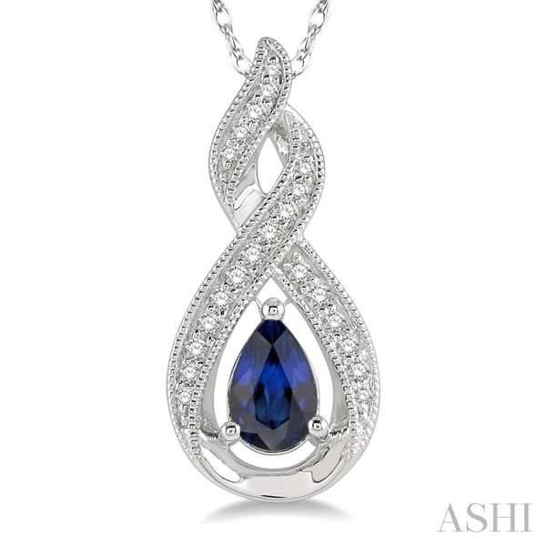 SAPPHIRE and DIAMOND PENDANT/NECKLACE Dondero's Jewelry Vineland, NJ