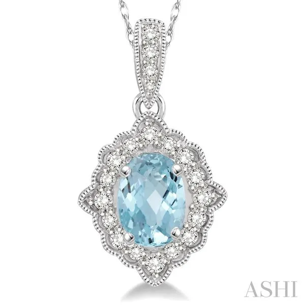 AQUAMARINE and DIAMOND PENDANT/NECKLACE Dondero's Jewelry Vineland, NJ