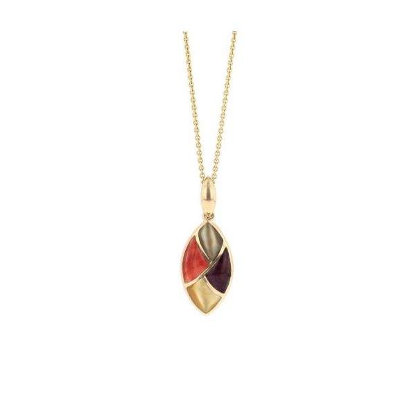 Kabana 14K Yellow Gold  Mixed Colors Stone Oval Pendant Dondero's Jewelry Vineland, NJ