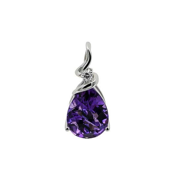 14K Yellow Gold Amethyst & Diamond Pendant Dondero's Jewelry Vineland, NJ