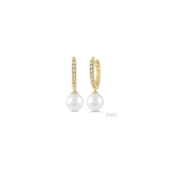 PEARL and DIAMOND DROP EARRINGS Dondero's Jewelry Vineland, NJ