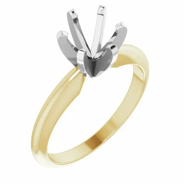 14K YELLOW/WHITE 6.6-7.2 MM ROUND HEAVY 6-PRONG ENGAGEMENT RING MOUNTING Dondero's Jewelry Vineland, NJ