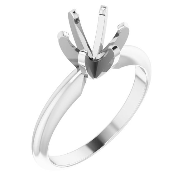 14K WHITE 7.3-7.7 MM ROUND HEAVY 6-PRONG ENGAGEMENT RING MOUNTING Dondero's Jewelry Vineland, NJ
