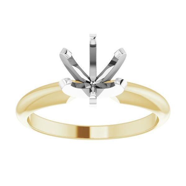 14K YELLOW/WHITE 6.6-7.2 MM ROUND HEAVY 6-PRONG ENGAGEMENT RING MOUNTING Image 3 Dondero's Jewelry Vineland, NJ