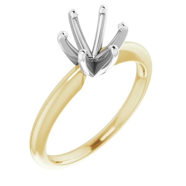 14K TWO TONE 6 PRONG SOLITAIRE ENGAGEMENT RING MOUNTING FOR 1 XT ROUND DIAMOND Dondero's Jewelry Vineland, NJ