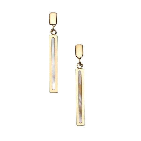 14K  GOLD MOTHER OF PEARL BAR DROP EARRINGS Dondero's Jewelry Vineland, NJ