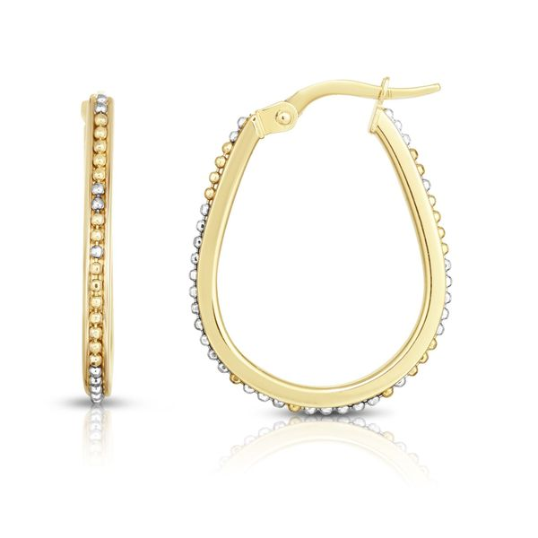 14K GOLD BEAD DESIGN HOOP EARRING Dondero's Jewelry Vineland, NJ