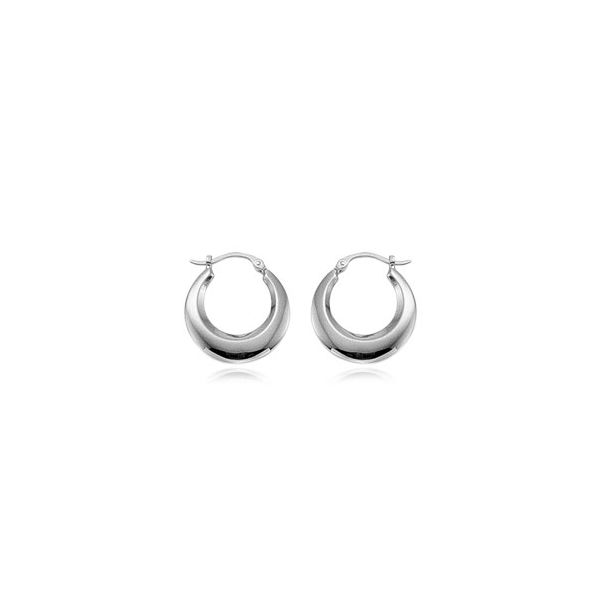 Carla Corporation 14K White Gold Medium Shell Hoop Earrings Dondero's Jewelry Vineland, NJ