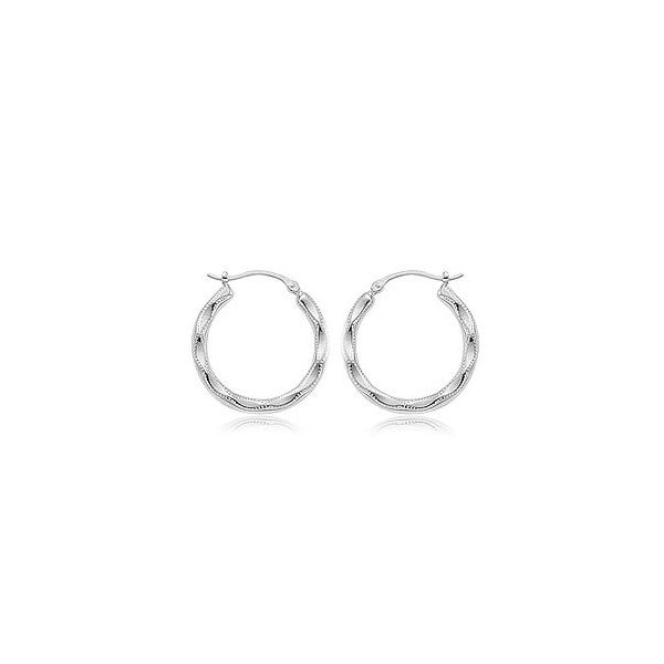 Carla Corporation 14K Whie Gold Medium Embossed Hoop Earrings Dondero's Jewelry Vineland, NJ