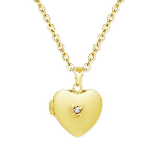 HEART LOCKET WITH CZ IN 18K GOLD OVER STERLING SILVER Dondero's Jewelry Vineland, NJ