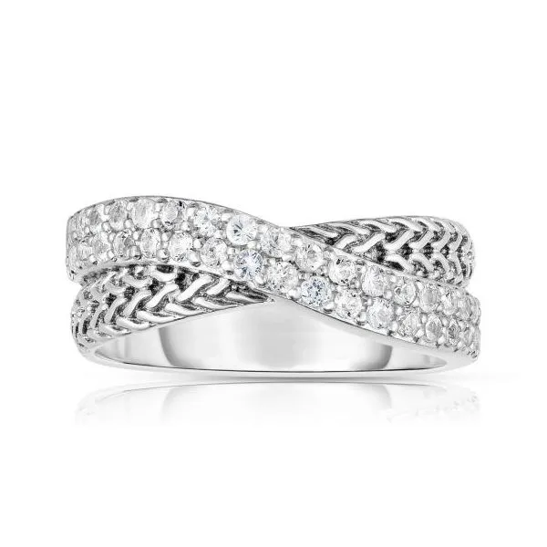 PHILLIP GAVRIEL WHITE SAPPHIRE CROSS-OVER RING Dondero's Jewelry Vineland, NJ