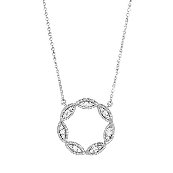 MARQUISE CIRCLE SIMULATED DIAMOND PENDANT with CHAIN Dondero's Jewelry Vineland, NJ