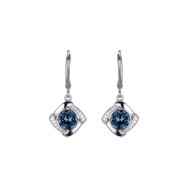 ELLE BLUE TOPAZ SWAVORSKI CRYSTAL/CZ DANGLE EARRINGS Dondero's Jewelry Vineland, NJ