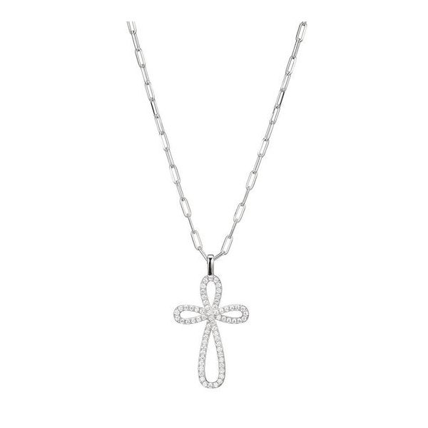 ELLE CUBIC ZIRCONIA CROSS with PAPERCLIP STYLE CHAIN Dondero's Jewelry Vineland, NJ