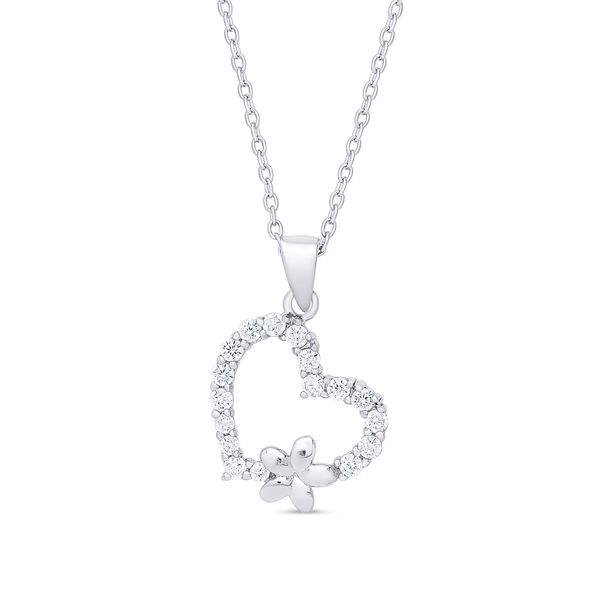 CZ HEART AND FLOWER PENDANT IN STERLING SILVER Dondero's Jewelry Vineland, NJ