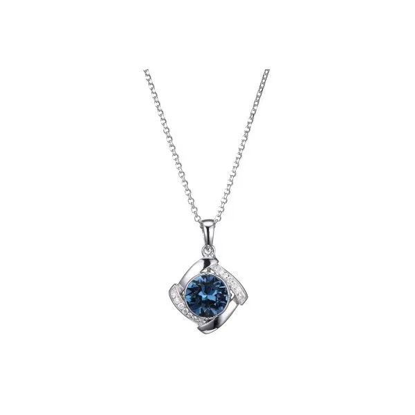 ELLE BLUE TOPAZ SWAVORSKI CRYSTAL/CZ PENDANT/NECKLACE Dondero's Jewelry Vineland, NJ