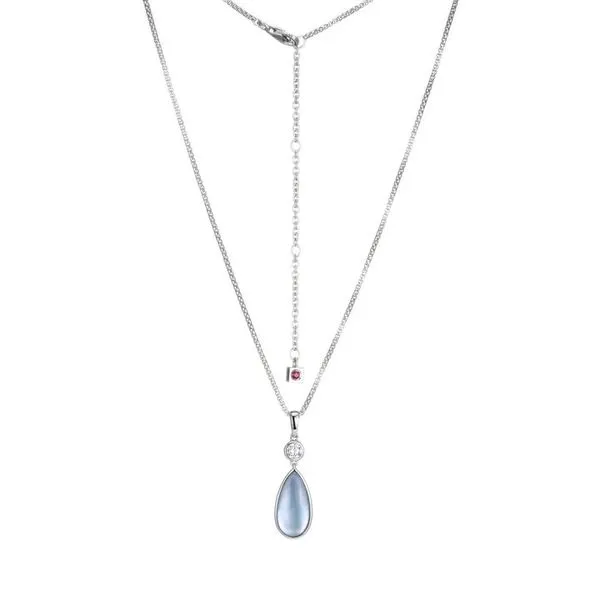 ELLE BLUE TOPAZ/MOTHER of PEARL NECKLACE Dondero's Jewelry Vineland, NJ