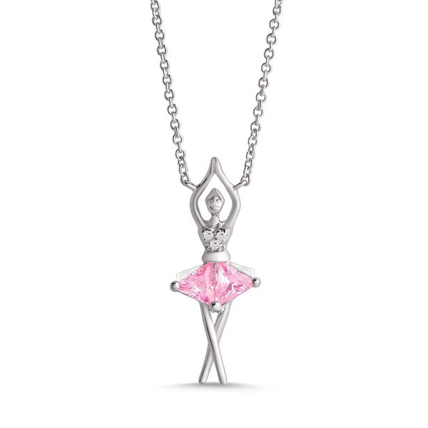 PINK & WHITE CZ BALLERINA NECKLACE IN STERLING SILVER Dondero's Jewelry Vineland, NJ