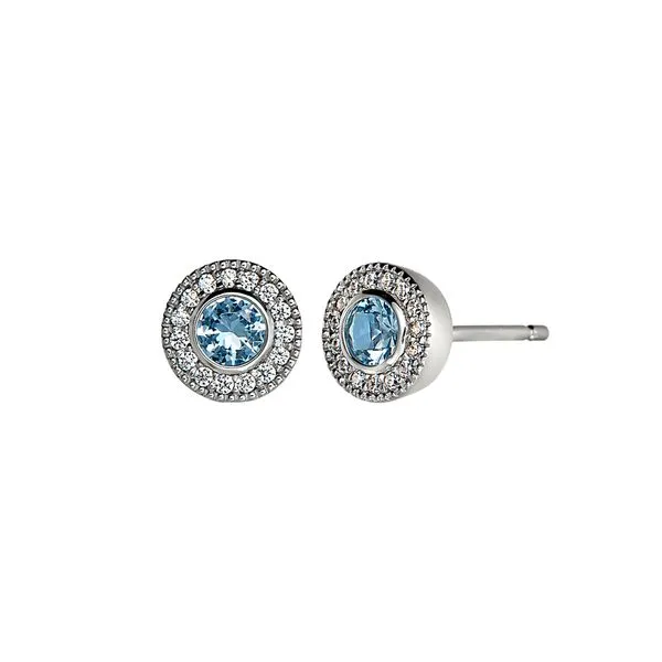 HALO BLUE TOPAZ/DECEMBER POST EARRINGS Dondero's Jewelry Vineland, NJ