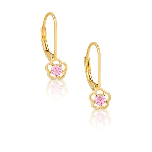 FLOWER CZ DROP EARRINGS IN 18K GOLD OVER STERLING SILVER Dondero's Jewelry Vineland, NJ