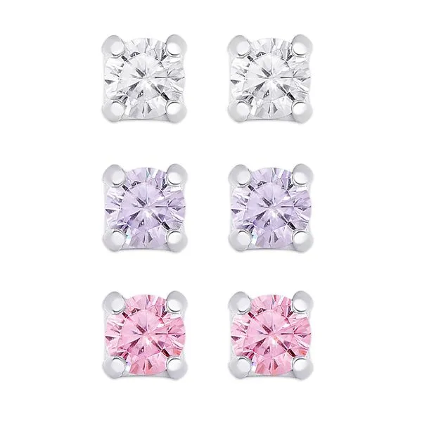 CZ STUDS SET IN STERLING SILVER (WHITE, LAVENDER, PINK) Dondero's Jewelry Vineland, NJ