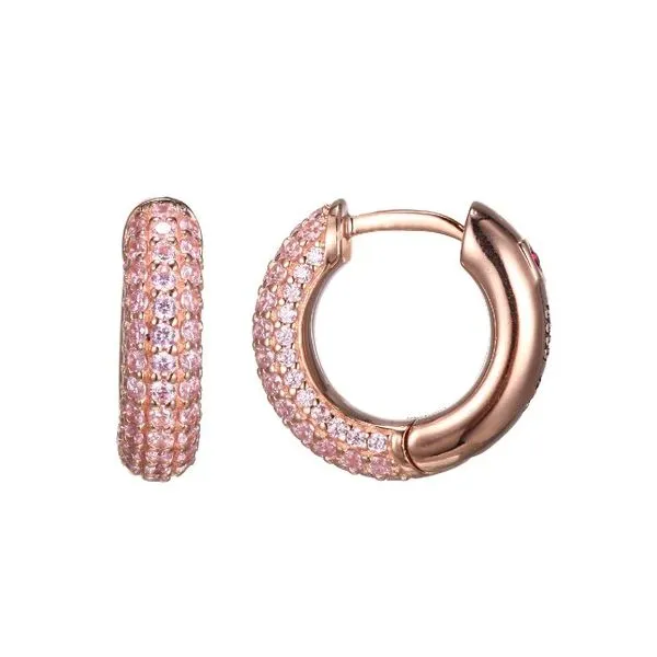 ELLE PAVE' PINK CZ ROUND HOOPS Dondero's Jewelry Vineland, NJ