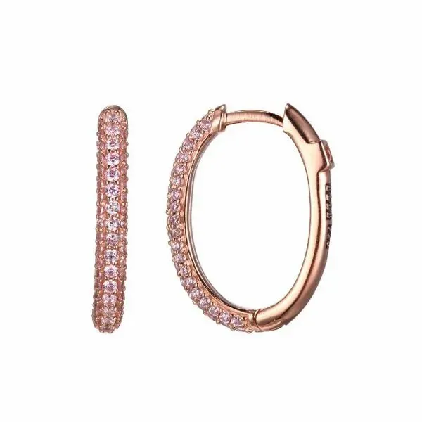 ELLE PINK CUBIC ZIRCONIA OVAL HOOP EARRINGS Dondero's Jewelry Vineland, NJ