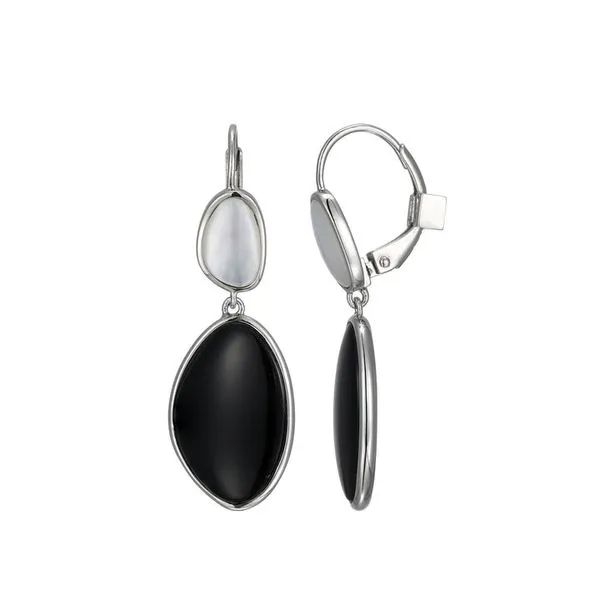 ELLE MOTHER of PEARL/BLACK AGATE EARRINGS Dondero's Jewelry Vineland, NJ
