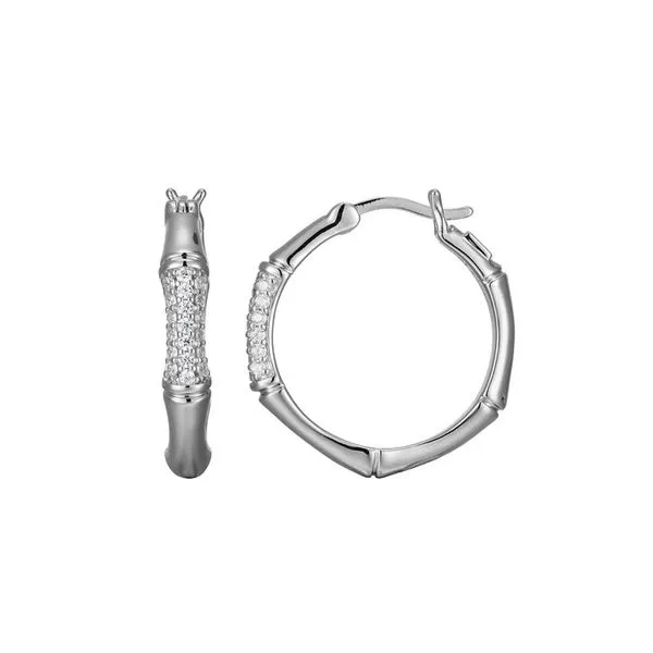ELLE CUBIC ZIRCONIA BAMBOO HOOP EARRINGS Dondero's Jewelry Vineland, NJ