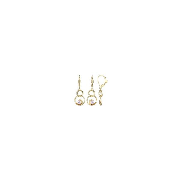 ELLE Yellow Gold Plated Sterling Silver Small-Medium Circle with Pink Amethyst Dangle Earrings Dondero's Jewelry Vineland, NJ