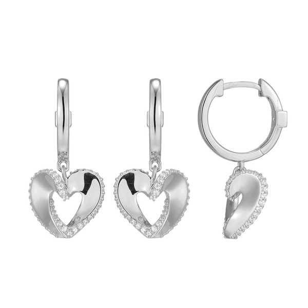ELLE RIBBON HEART DANGLE HOOP EARRINGS Dondero's Jewelry Vineland, NJ