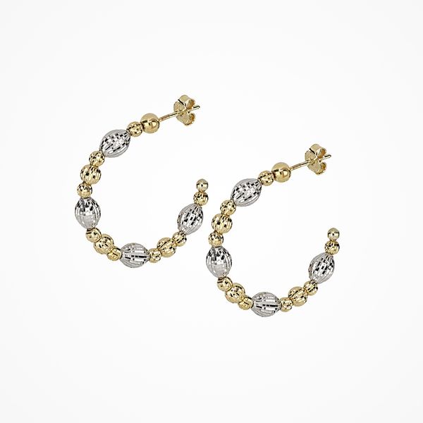 Desmos Two Tone Sterling Silver Hoop Earrings Dondero's Jewelry Vineland, NJ