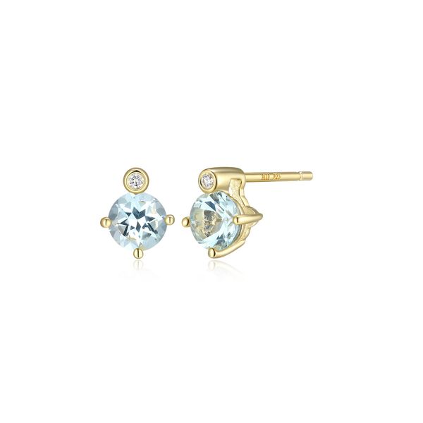 ELLE Sterling Silver Yellow Gold Plated March  Birthstone Earrings Dondero's Jewelry Vineland, NJ