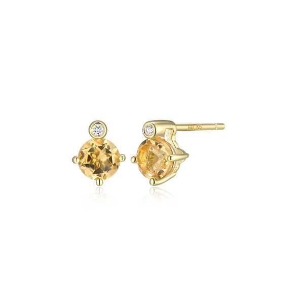 ELLE Sterling Silver Yellow Gold Plated November Birthstone Earrings Dondero's Jewelry Vineland, NJ