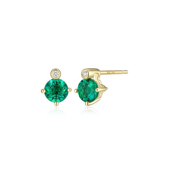ELLE Sterling Silver Yellow Gold Plated May Birthstone Earrings Dondero's Jewelry Vineland, NJ