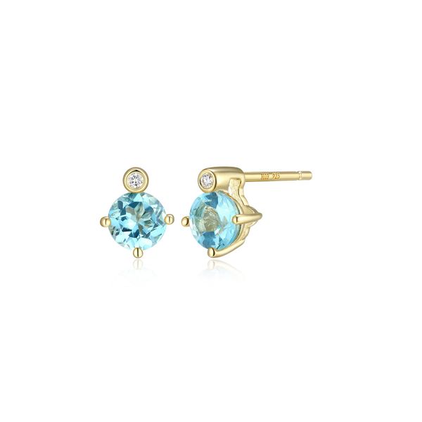 ELLE Sterling Silver Yellow  Gold Plated December Birthstone Earrings Dondero's Jewelry Vineland, NJ