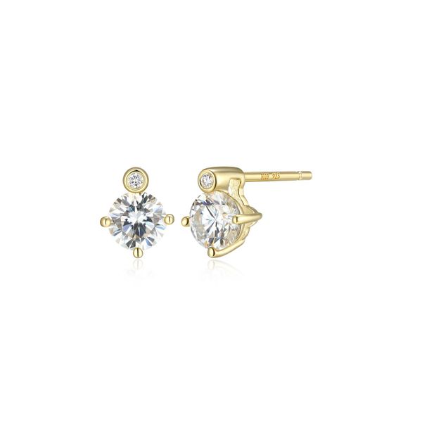 ELLE Sterling Silver Yellow Gold Plated April Birthstone Earrings Dondero's Jewelry Vineland, NJ
