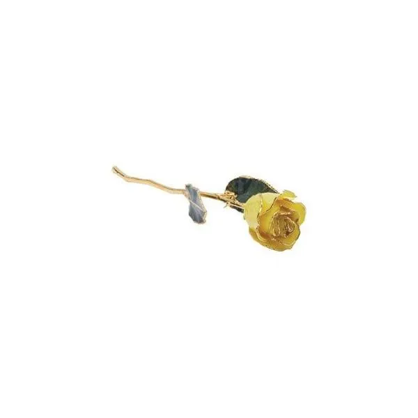 LACQUERED YELLOW ROSE w/GOLD TRIM Dondero's Jewelry Vineland, NJ