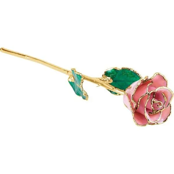LACQUERED PINK PEARL ROSE WITH GOLD TRIM Dondero's Jewelry Vineland, NJ