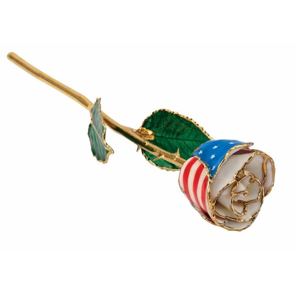 LACQUERED PATRIOTIC ROSE w/GOLD TRIM Dondero's Jewelry Vineland, NJ