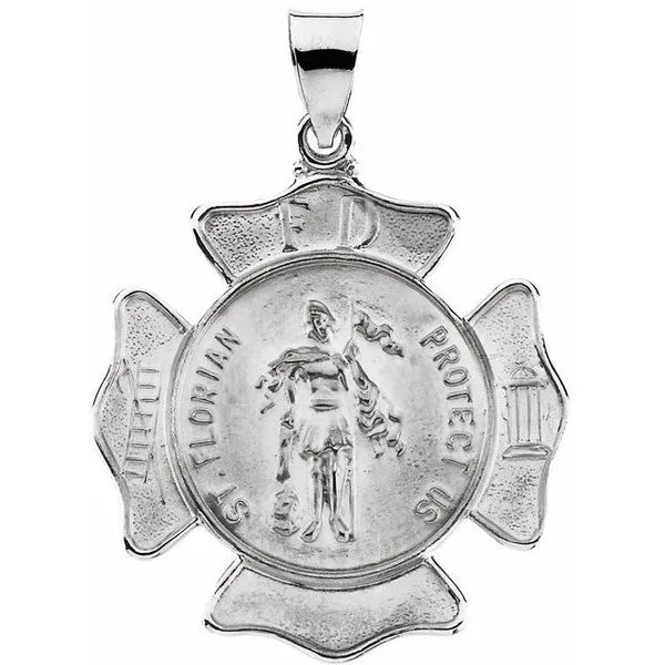 14K WHITE ST. FLORIAN MEDAL Dondero's Jewelry Vineland, NJ