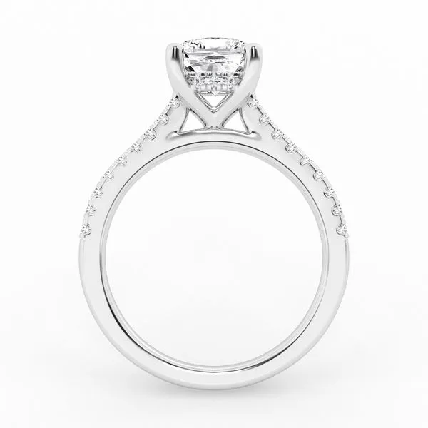 14kt White Gold Lab Grown Cushion Engagement Ring Set Image 3 Don's Jewelry & Design Washington, IA