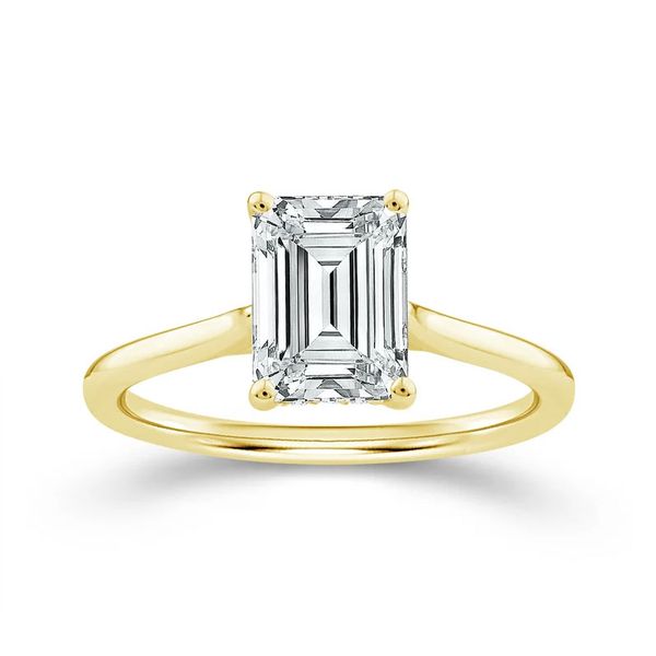 14K Gold Lab Grown Emerald Cut Engagement Ring Image 2 Don's Jewelry & Design Washington, IA