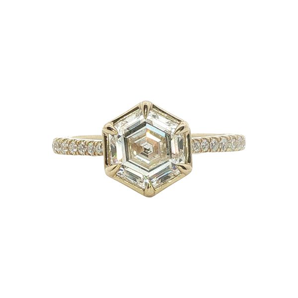 Gold Lab Grown Hexagon Diamond Engagement Ring Don's Jewelry & Design Washington, IA