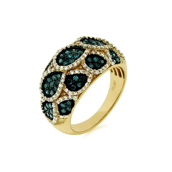 14kt Yellow Gold Blue and White Diamond Ring Don's Jewelry & Design Washington, IA