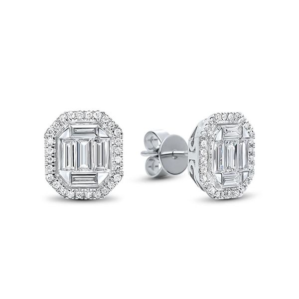 14kt White Gold 3/4ct Baguette Diamond Stud Earrings Don's Jewelry & Design Washington, IA