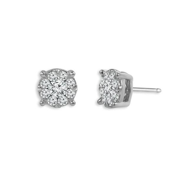 14kt White Gold Cluster Diamond Stud Earrings Don's Jewelry & Design Washington, IA