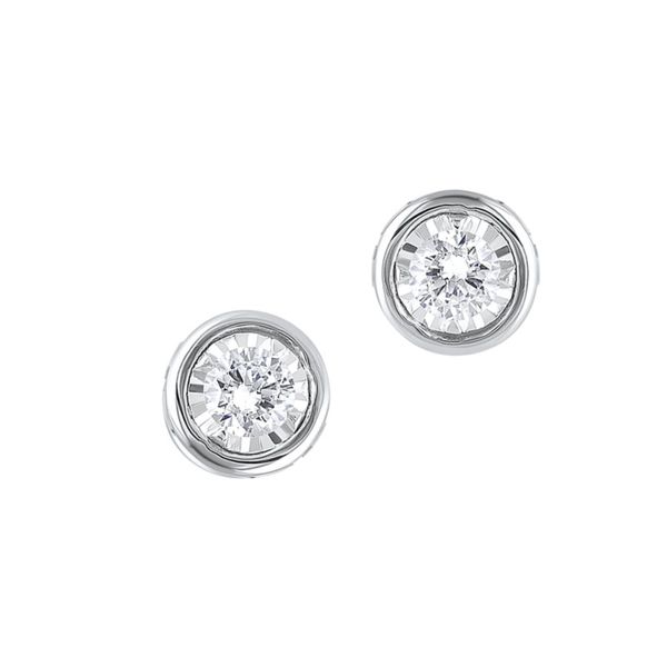 14kt White Gold Bezel Set Diamond Stud Earrings Don's Jewelry & Design Washington, IA