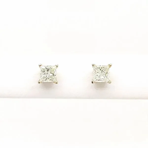 14kt Yellow Gold 1ct Princess Cut Diamond Stud Earrings Don's Jewelry & Design Washington, IA