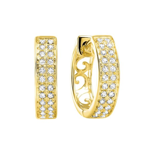 14kt Yellow Gold Diamond Hoop Earrings Don's Jewelry & Design Washington, IA